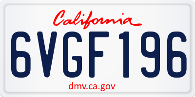 CA license plate 6VGF196