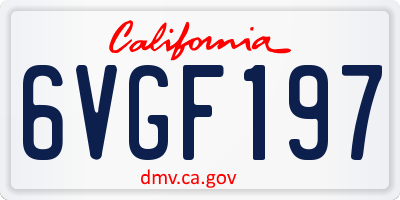 CA license plate 6VGF197