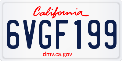 CA license plate 6VGF199