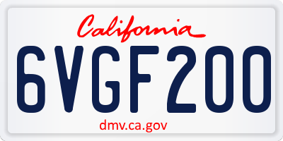 CA license plate 6VGF200