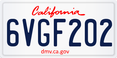 CA license plate 6VGF202