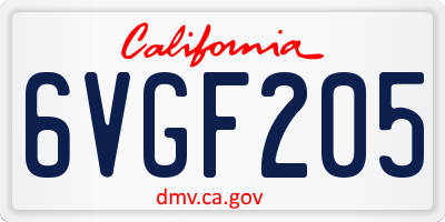 CA license plate 6VGF205