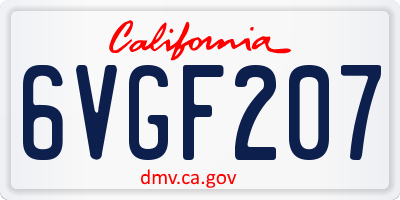 CA license plate 6VGF207