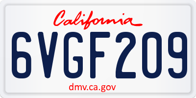 CA license plate 6VGF209