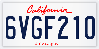CA license plate 6VGF210
