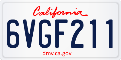 CA license plate 6VGF211