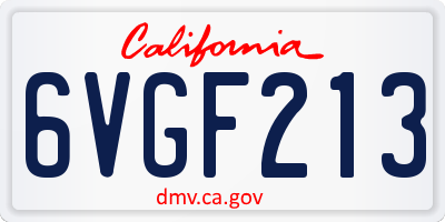 CA license plate 6VGF213