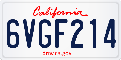 CA license plate 6VGF214