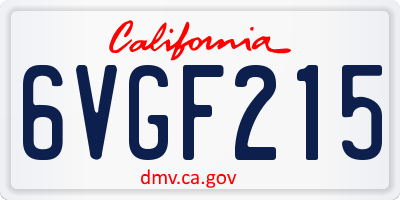 CA license plate 6VGF215