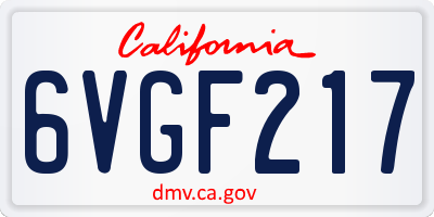 CA license plate 6VGF217