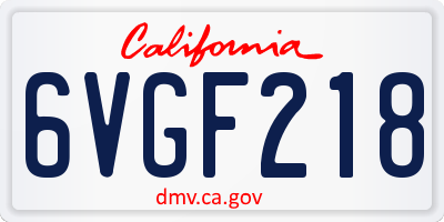 CA license plate 6VGF218