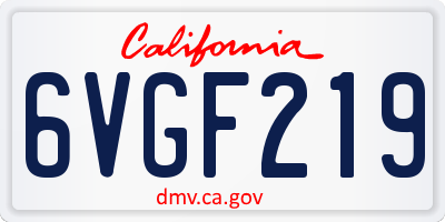 CA license plate 6VGF219
