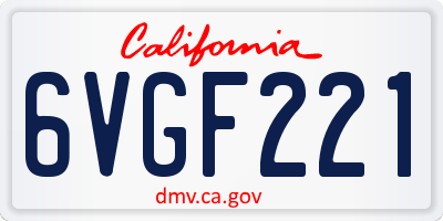 CA license plate 6VGF221
