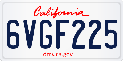 CA license plate 6VGF225