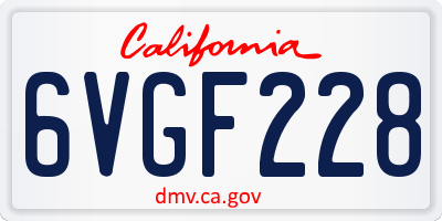 CA license plate 6VGF228