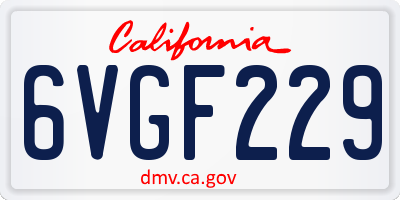 CA license plate 6VGF229