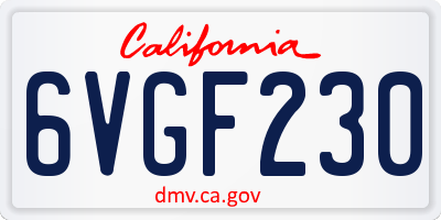 CA license plate 6VGF230