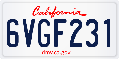 CA license plate 6VGF231