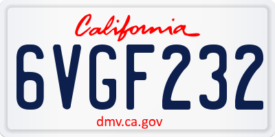 CA license plate 6VGF232