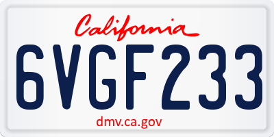 CA license plate 6VGF233