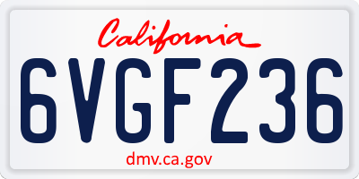 CA license plate 6VGF236