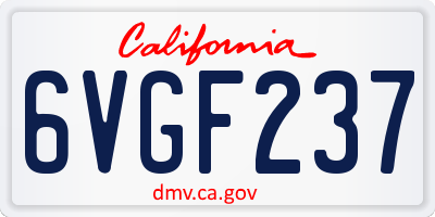 CA license plate 6VGF237
