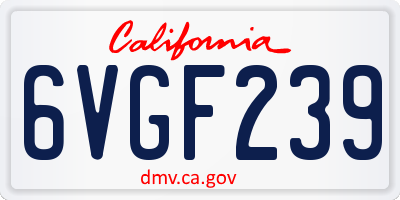 CA license plate 6VGF239