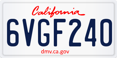 CA license plate 6VGF240