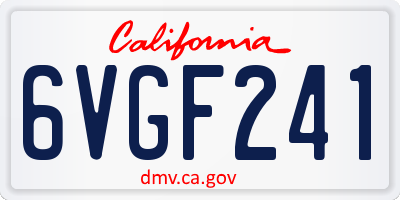 CA license plate 6VGF241