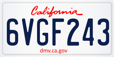 CA license plate 6VGF243