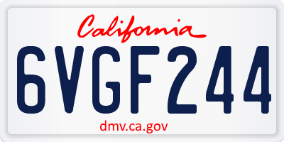 CA license plate 6VGF244