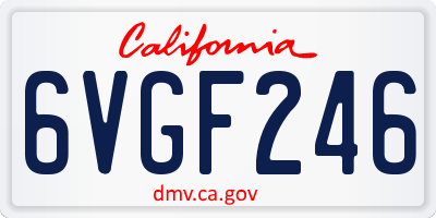 CA license plate 6VGF246