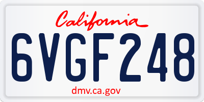 CA license plate 6VGF248
