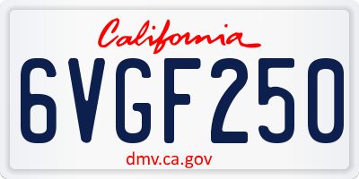 CA license plate 6VGF250