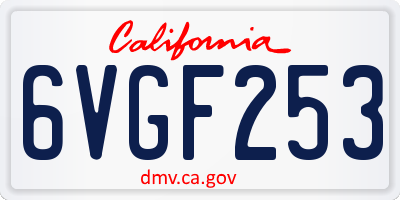 CA license plate 6VGF253