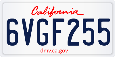 CA license plate 6VGF255