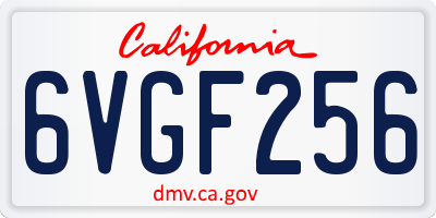 CA license plate 6VGF256