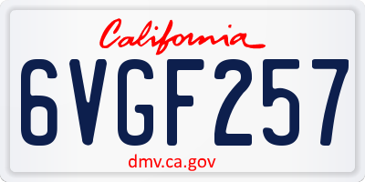 CA license plate 6VGF257