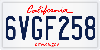 CA license plate 6VGF258