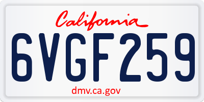 CA license plate 6VGF259