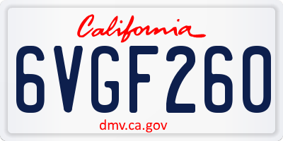 CA license plate 6VGF260