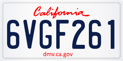 CA license plate 6VGF261