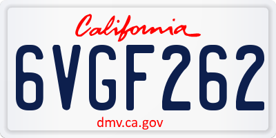 CA license plate 6VGF262