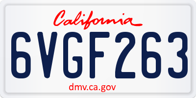 CA license plate 6VGF263