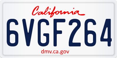 CA license plate 6VGF264