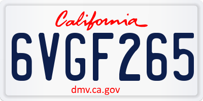 CA license plate 6VGF265