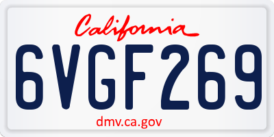 CA license plate 6VGF269