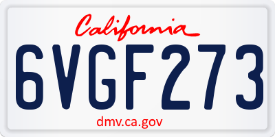 CA license plate 6VGF273
