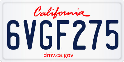 CA license plate 6VGF275