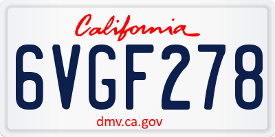 CA license plate 6VGF278